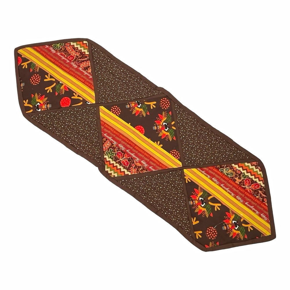 Handmade Reversible Table Runner Thanksgiving Halloween Fall Quilted 39x13
